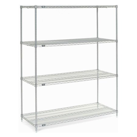 NEXEL Nexelate Wire Shelving Starter Unit, Silver Epoxy, 60W X 24D X 74H 24607EP